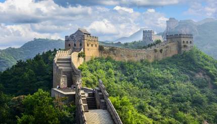 High altitude view of the Great Wall of China