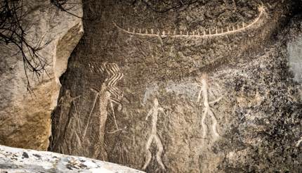 Ancient rock carvings in Gobustan National Park, Azerbaijan