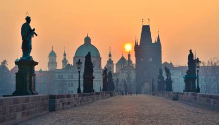 Sunrise view from Charles Bridge