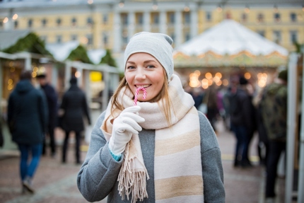 A happy tourist in Helsinki