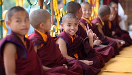 Young Tibetan novices in Bodh Gaya, India