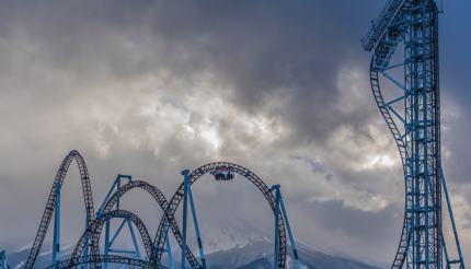 Takabisha roller coaster at Fuji-Q Highland theme park