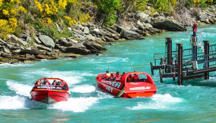 Jet boating on Shotover River in New Zealand