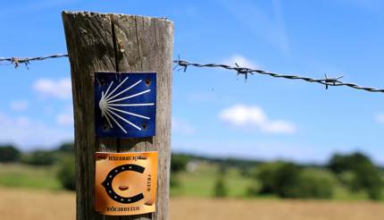 Signpost for walking track for Santiago de Compostela